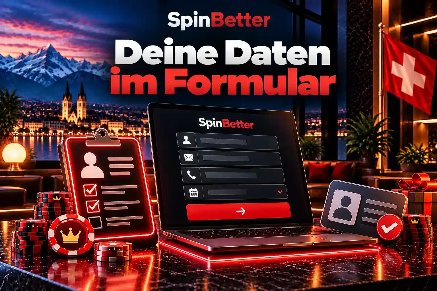 Formular mit Feldern für Name, E-Mail, Telefon und Geburtsdatum und Checkliste